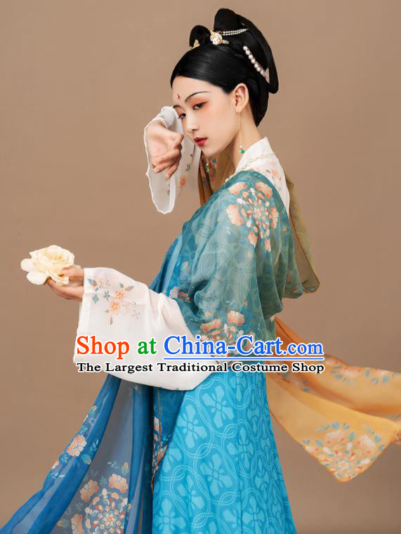 Chinese Tang Dynasty Garment Costume Traditional Embroidered Hanfu Dress Ancient Palace Lady Clothing