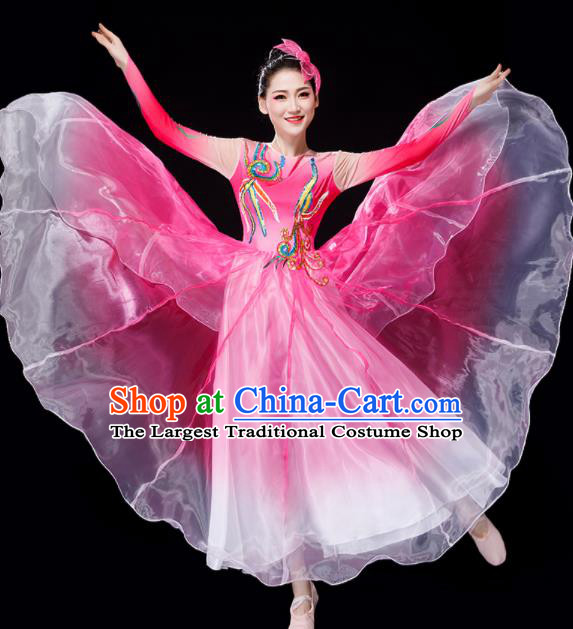 Chinese Opening Dance Costume Chorus Group Stage Performance Clothing Modern Dance Pink Dress