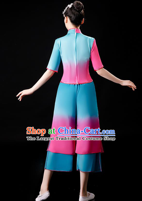 Chinese Yangko Dance Blue Outfit Folk Dance Costume Stage Performance Clothing