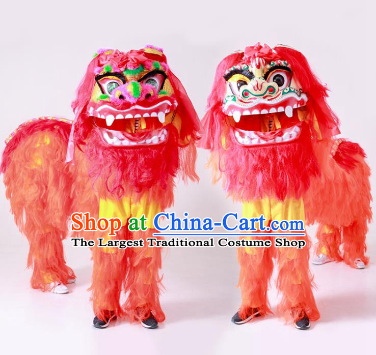 Chinese Lion Dance Costume Top North Lion New Year Red Lion Head Complete Set