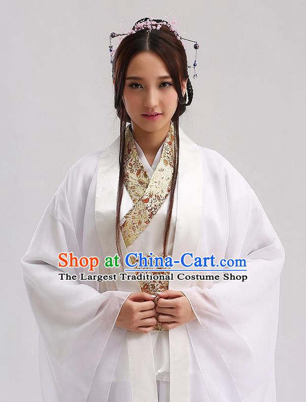 Chinese The Legend of White Snake Bai Suzhen White Dress Ancient Fairy Garment Costume Classical Dance Clothing