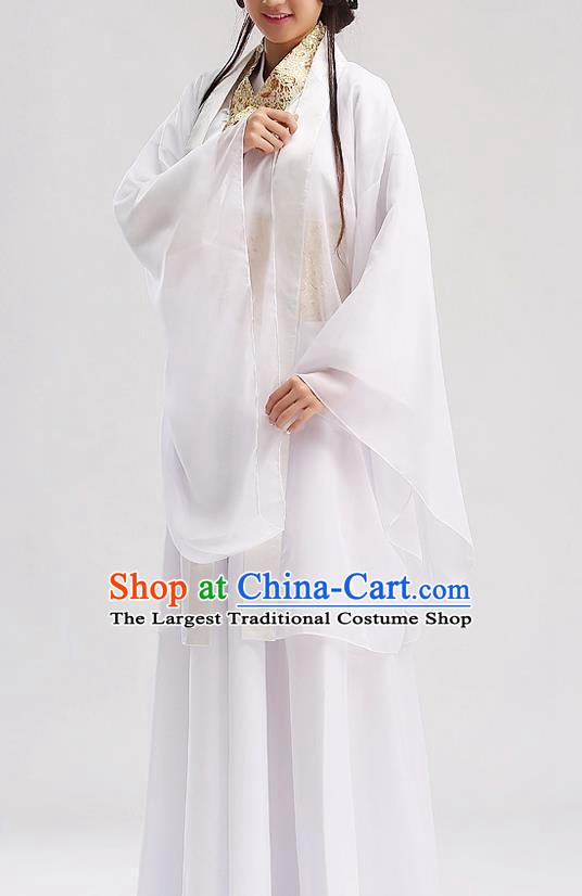 Chinese The Legend of White Snake Bai Suzhen White Dress Ancient Fairy Garment Costume Classical Dance Clothing