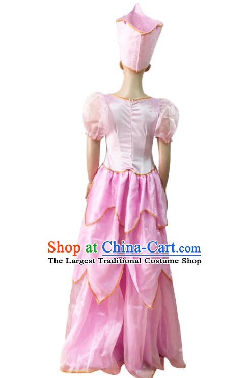 Top European Court Garment Costume Chinese Princess Clothing Stage Performance Pink Dress
