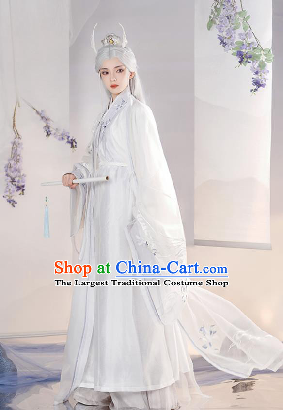 Chinese Song Dynasty Court Princess Costumes Traditional Hanfu Dress Ancient Goddess White Clothing