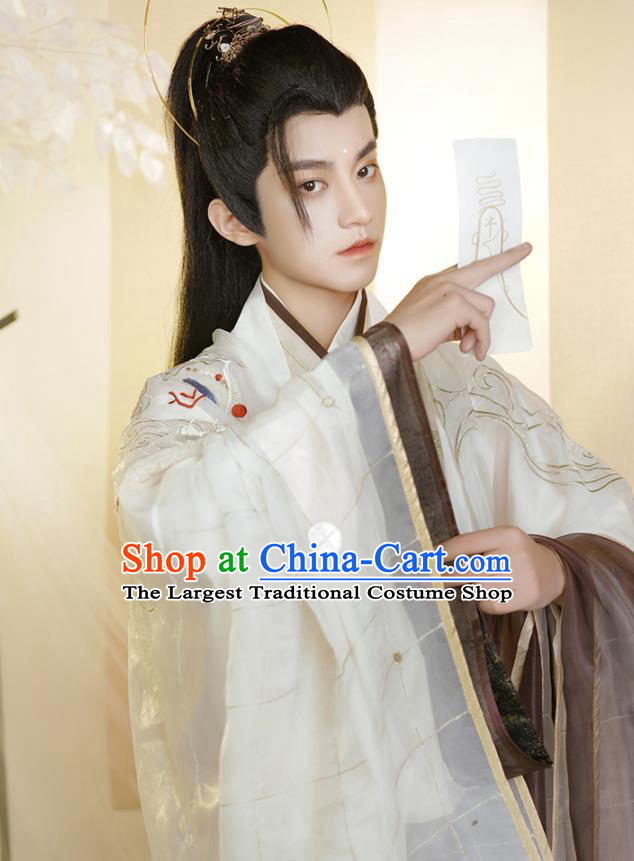 Chinese Traditional Embroidered Hanfu Garments Ancient Taoist Priest Clothing Jin Dynasty Noble Childe Costumes