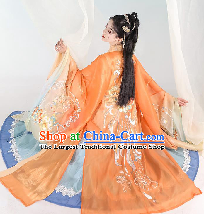 Chinese Song Dynasty Princess Embroidered Dress Traditional Hanfu Garment Costumes Ancient Palace Lady Clothing