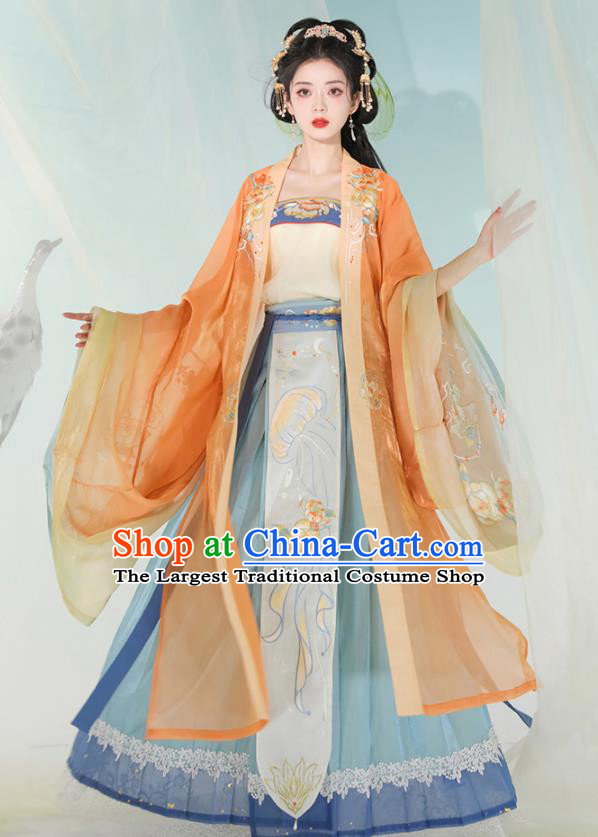 Chinese Song Dynasty Princess Embroidered Dress Traditional Hanfu Garment Costumes Ancient Palace Lady Clothing