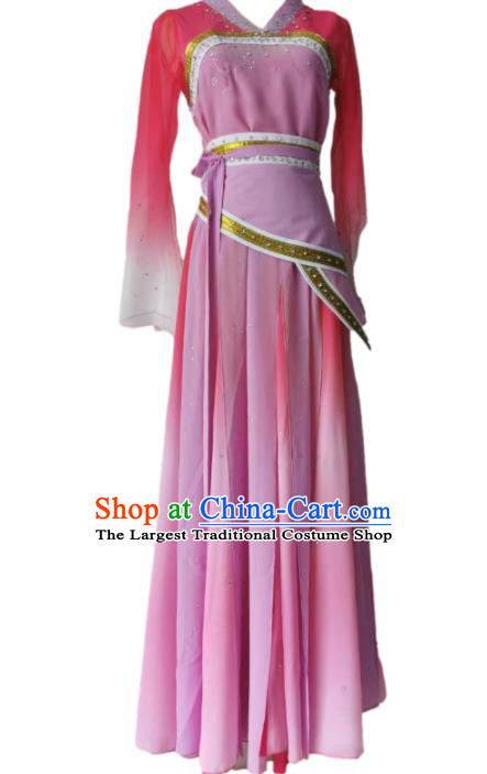 Chinese Woman Stage Performance Clothing Classical Dance Pink Dress Fan Dance Garment Costumes