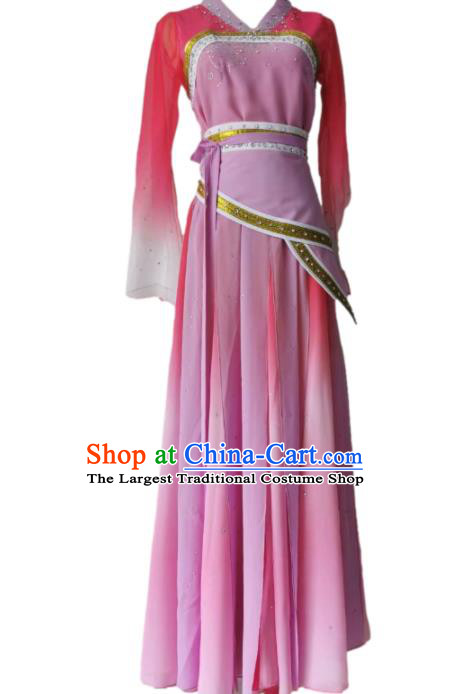 Chinese Woman Stage Performance Clothing Classical Dance Pink Dress Fan Dance Garment Costumes