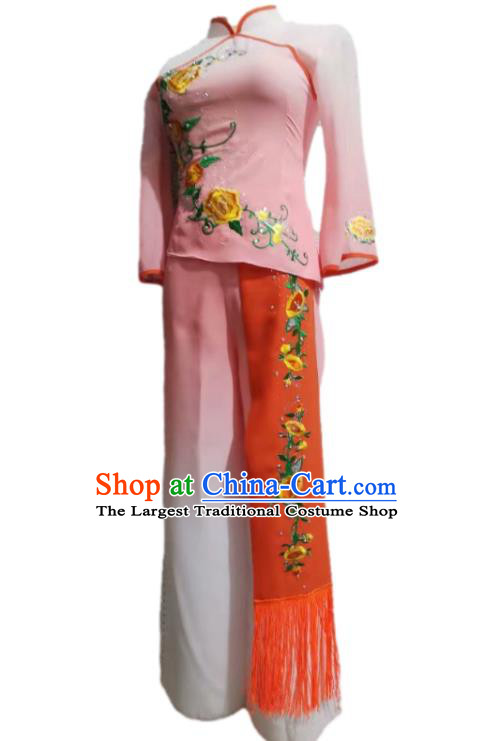 Chinese Classical Dance Clothing Fan Dance Stage Performance Pink Outfit Yangko Dance Garment Costumes