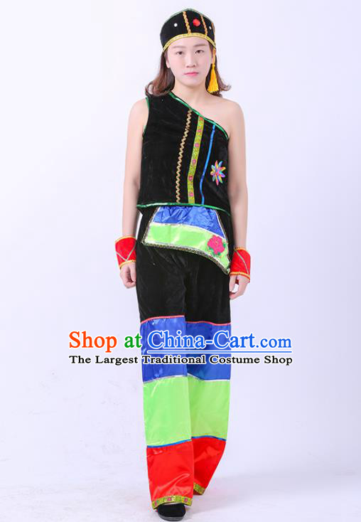 Chinese Sibo Nationality Dance Outfit Ethnic Girl Folk Dance Costume Stage Performance Clothing