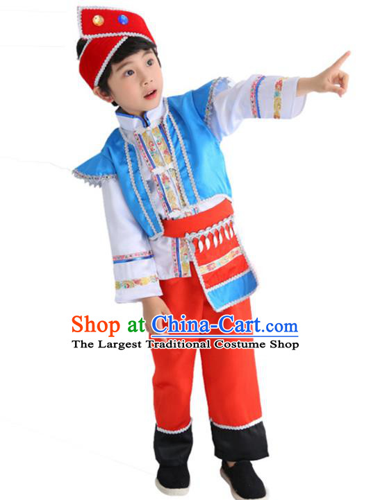 Chinese Ethnic Boy Folk Dance Costume Stage Performance Clothing Daur Nationality Dance Outfit