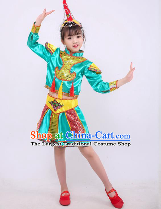 Chinese Heilongjiang Province Dance Clothing Ewenki Nationality Dance Outfit Ethnic Girl Folk Dance Costume
