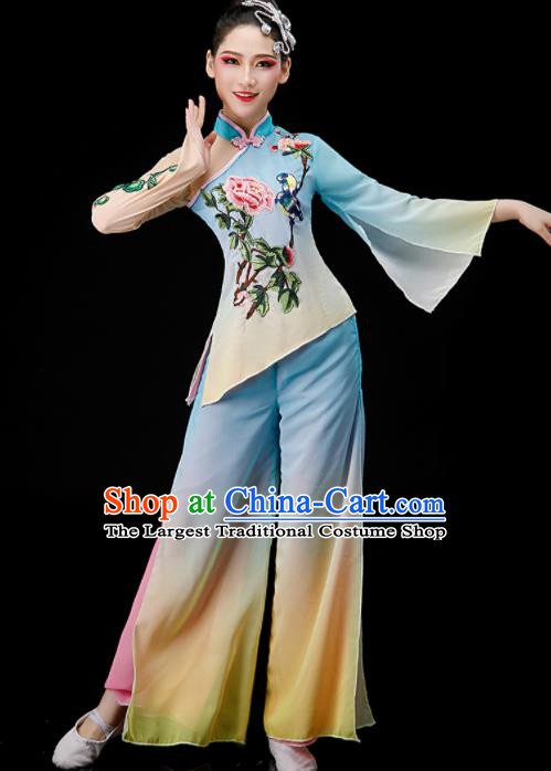 Chinese Women Group Dance Clothing Yangko Dance Outfit Folk Dance Costume Fan Dance Suit