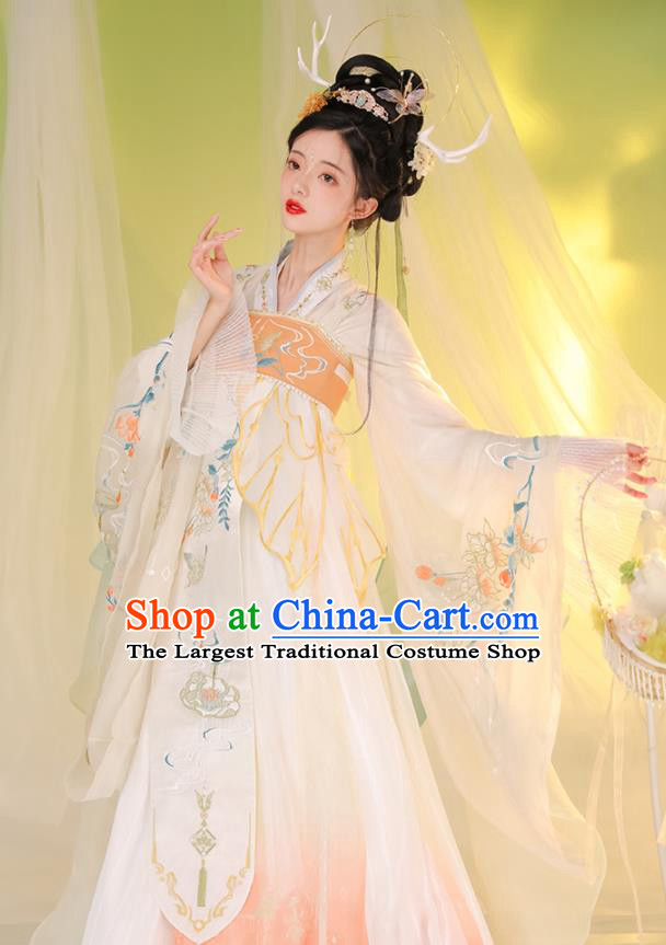 Chinese Ancient Royal Princess Garments Traditional Hanfu Dress Clothing Tang Dynasty Embroidery Historical Costumes