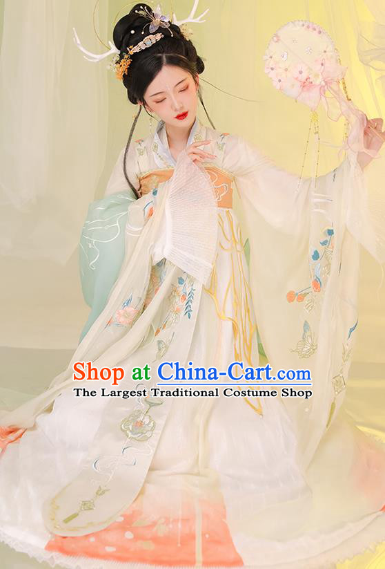 Chinese Ancient Royal Princess Garments Traditional Hanfu Dress Clothing Tang Dynasty Embroidery Historical Costumes