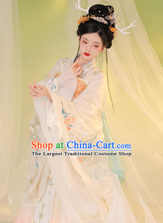 Chinese Ancient Royal Princess Garments Traditional Hanfu Dress Clothing Tang Dynasty Embroidery Historical Costumes