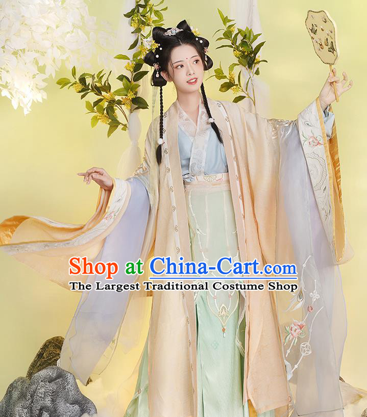 Chinese Traditional Court Hanfu Dress Clothing Song Dynasty Embroidery Historical Costumes Ancient Princess Garments