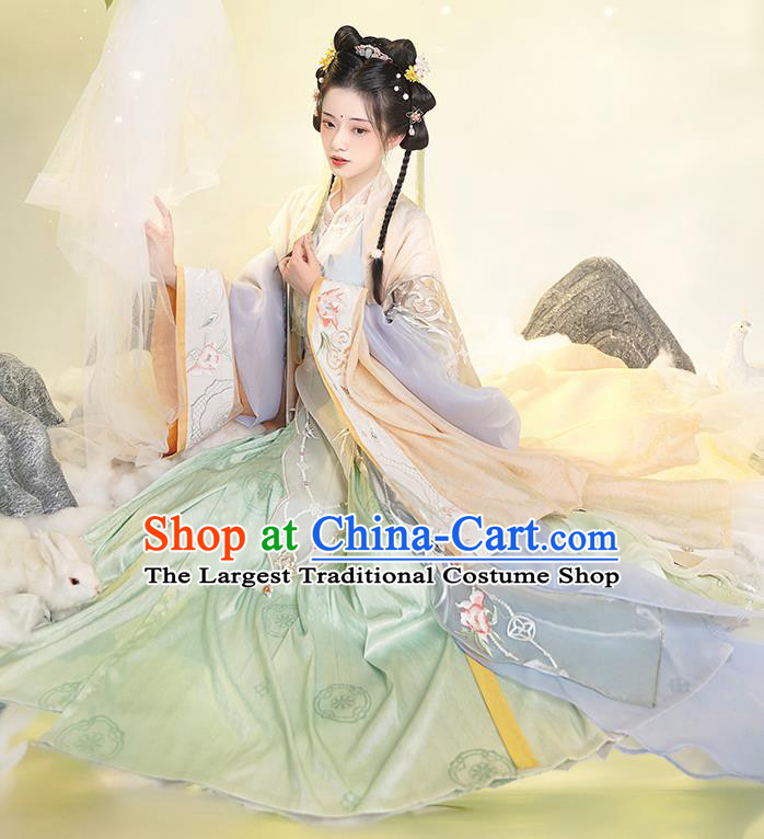 Chinese Traditional Court Hanfu Dress Clothing Song Dynasty Embroidery Historical Costumes Ancient Princess Garments