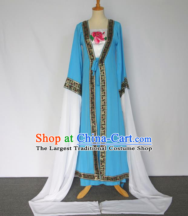 Chinese Classical Dance Clothing Water Sleeve Dance Garment Costumes Traditional Goddess Dance Blue Dress