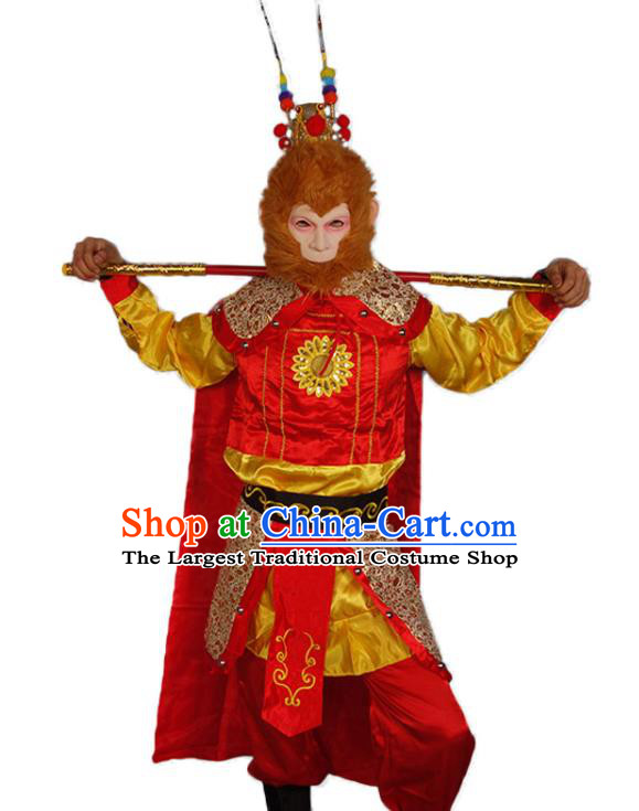Chinese Journey to the West Clothing Handsome Monkey King Garment Costumes Traditional Sun Wukong Armor Outfit