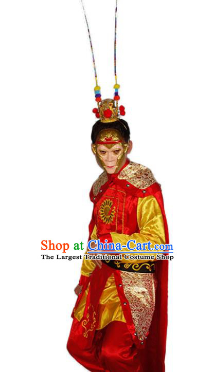 Chinese Journey to the West Clothing Handsome Monkey King Garment Costumes Traditional Sun Wukong Armor Outfit