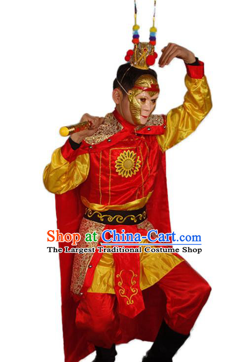 Chinese Journey to the West Clothing Handsome Monkey King Garment Costumes Traditional Sun Wukong Armor Outfit