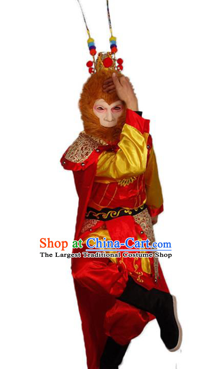 Chinese Journey to the West Clothing Handsome Monkey King Garment Costumes Traditional Sun Wukong Armor Outfit