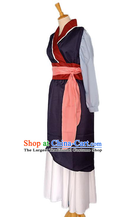 Chinese Traditional Female Swordsman Outfit Southern and Northern Dynasties Clothing Ancient Country Lady Garment Costumes