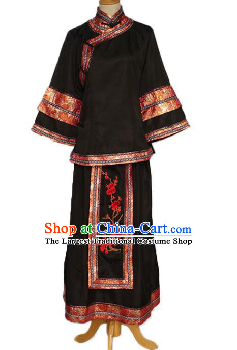 Chinese Republican Young Mistress Clothing Ancient Noble Woman Costumes Traditional Black Xiuhe Suit Garments