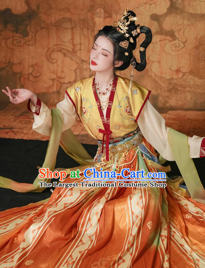 Chinese Tang Dynasty Princess Garment Costumes Traditional Historical Clothing Ancient Young Lady Hanfu Dress