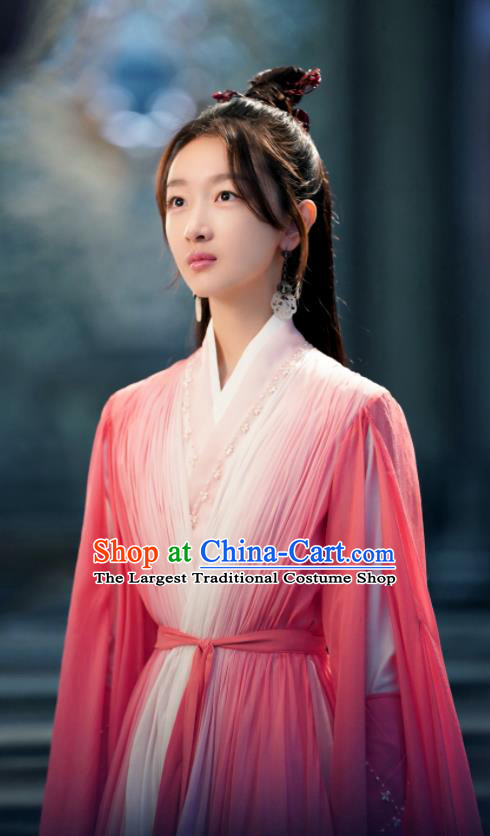 Chinese Ancient Love Poetry Shang Gu Pink Dress Xian Xia Drama Garment Costumes Goddess Clothing