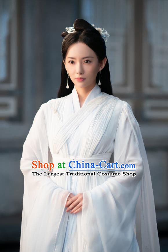 Chinese Drama Love Poetry Xue Ying White Dress Xian Xia Goddess Costumes Ancient Princess Clothing