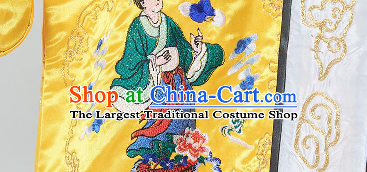 Chinese Handmade Yellow Taoist Master Robe Embroidered Eight Immortals Silk Robe Priest Frock Traditional Taoism Garment