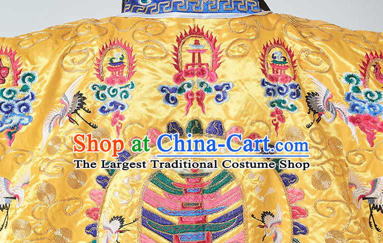 Chinese Traditional Priest Frock Taoism Garment Handmade Taoist Master Robe Embroidered Dragons Yellow Silk Robe