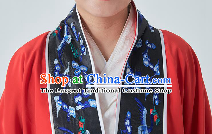 Chinese Taoist Master Costume Traditional Embroidered Red Priest Frock Taoism Ritual Robe San Qing Garment