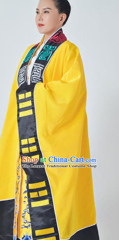 Chinese Embroidered Yellow Priest Frock Tao Ritual Robe Traditional Taoism San Qing Garment Taoist Master Costume