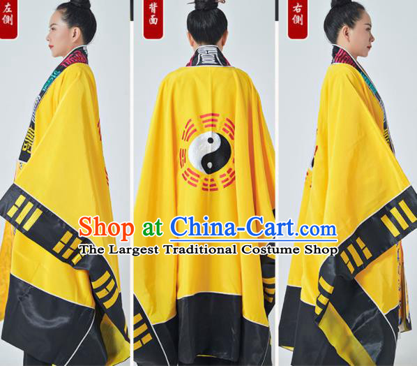 Chinese Embroidered Yellow Priest Frock Tao Ritual Robe Traditional Taoism San Qing Garment Taoist Master Costume