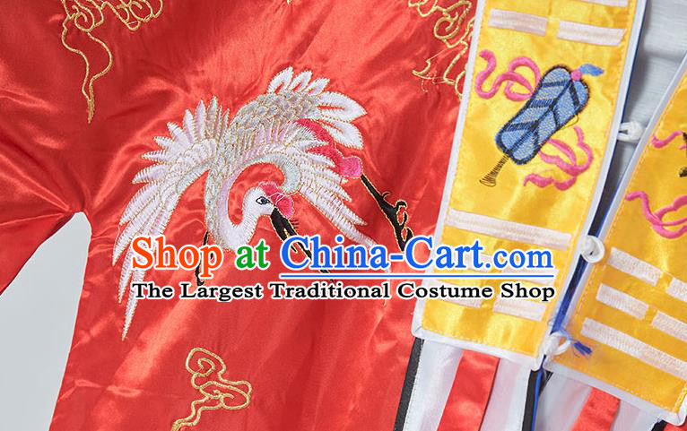 Chinese Quanzhen Daoism Robe Traditional Taoism Garment Taoist Master Costume Embroidered Red Brocade Priest Frock