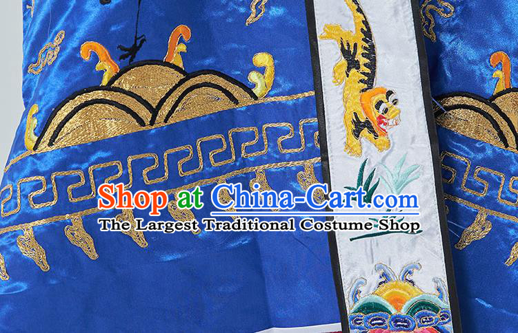 Chinese Wudang Taoist Priest Costume Embroidered Crane Deep Blue Silk Robe Traditional Daoism Frock Taoism Master Garment