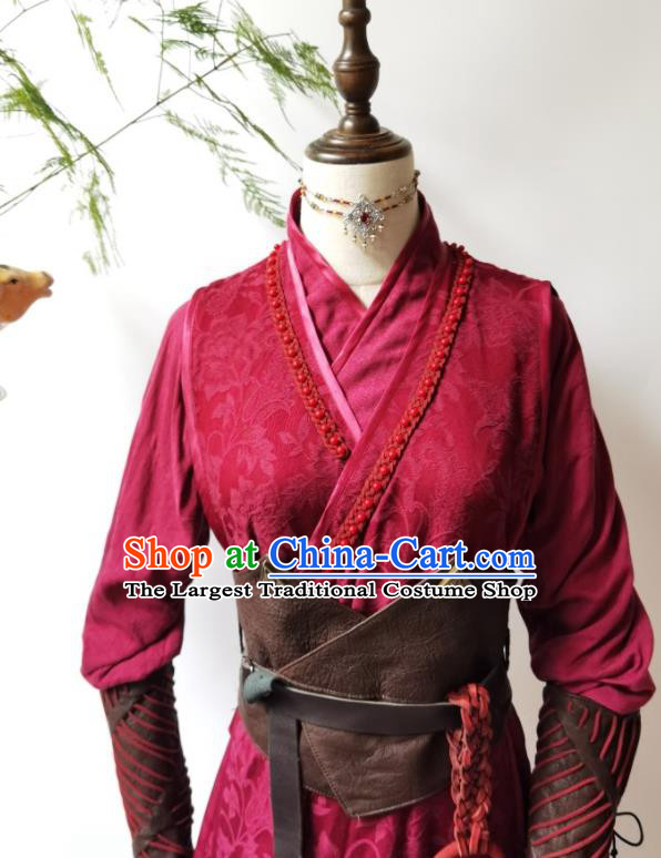 Chinese Ancient Female Swordsman Red Dress Clothing Romantic TV Drama Good Bye My Princess Xiao Feng Garment Costumes