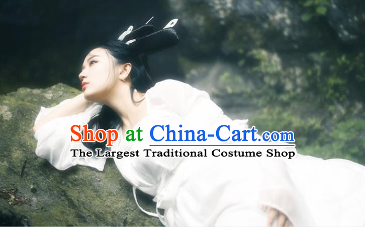 China Ancient Fairy White Dress Clothing Film A Chinese Ghost Story Nie Xiap Qian Garment Costumes