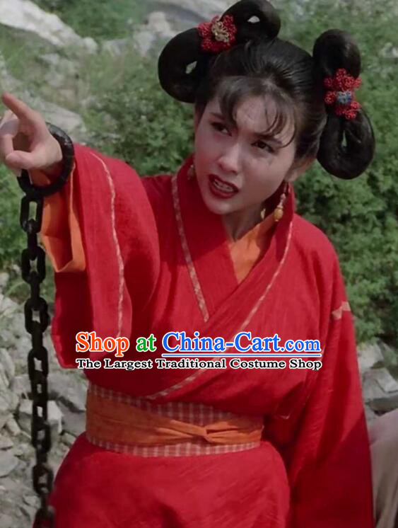 Chinese Film The Kung Fu Cult Master Xiao Zhao Garment Costumes Ancient Swordswoman Red Dress
