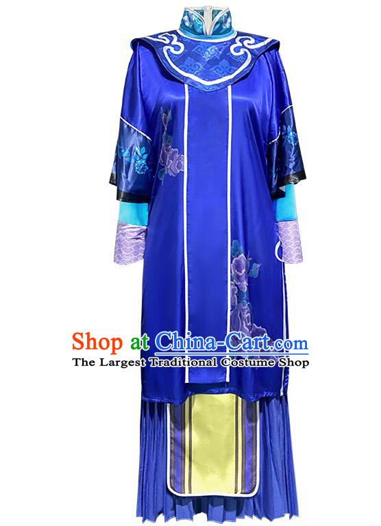 Traditional Qing Dynasty Palace Dance Dress Chinese Ancient Empress Blue Costumes