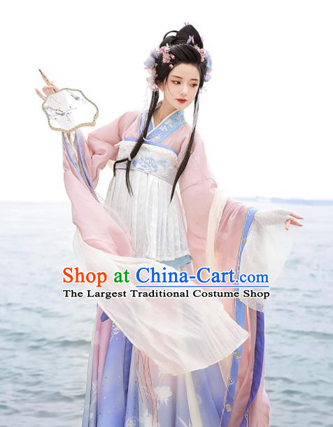 Chinese Traditional Hanfu Dress Ancient Palace Princess Garment Costume Jin Dynasty Young Women Clothing