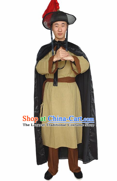 Chinese Water Margin Lin Chong Garment Costumes Ancient Hero Clothing and Hat Complete Set