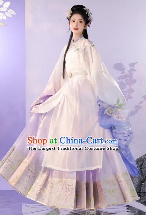 Chinese Ming Dynasty Young Beauty Clothing Traditional Hanfu Dress Ancient Noble Lady Garment Costumes