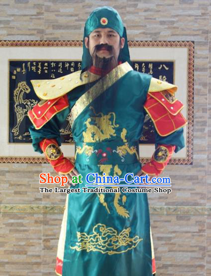 Chinese Ancient General Garment Costumes Three Kingdoms Period Swordsman Clothing Traditional Guan Yu Outfit