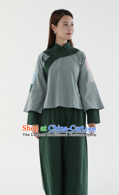 Chinese Cosplay Village Girl Green Outfit Ancient Poor Lady Garment Costumes