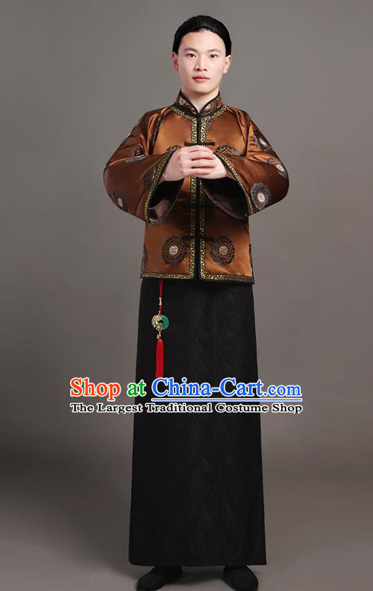 Chinese Traditional Costumes Qing Dynasty Rich Man Garments Ancient Landlord Clothing
